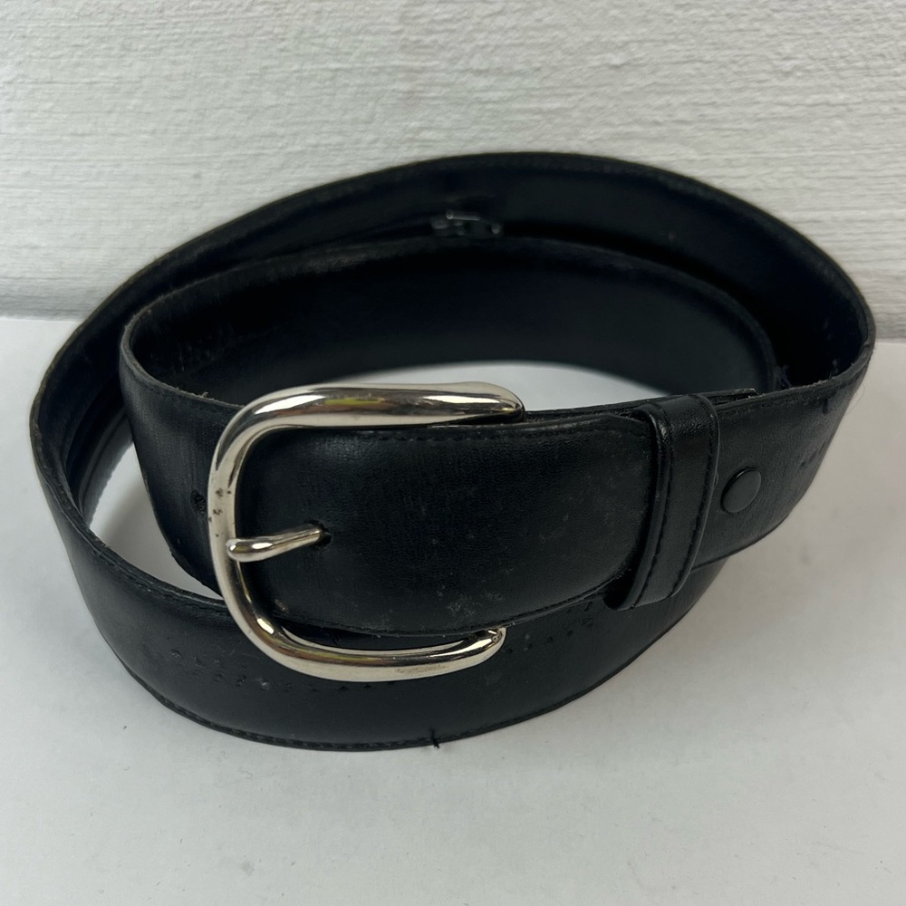 Smuggler’s Black Leather Belt Hidden Zipper Pocket, 36